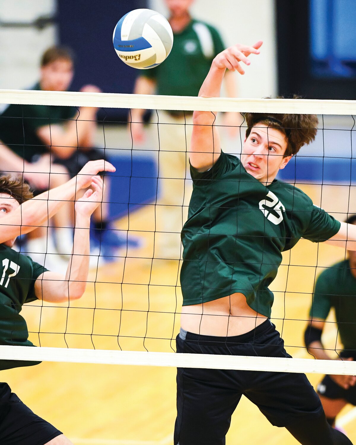Pennridge’s Chris Cullen just gets his hands on a shot during the third game.