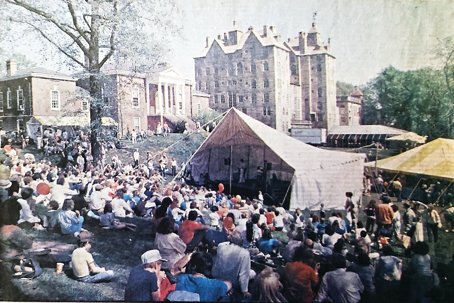 A view of the 1992 Mercer Folk Fest on the grounds of the Mercer Museum in Doylestown Borough.