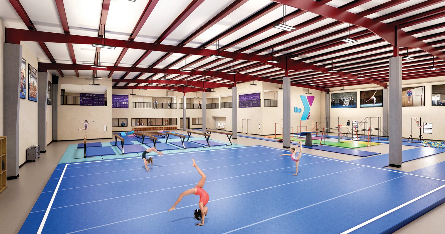 Architectural rendering of the new Gymnastics Center planned for the YMCA of Bucks and Hunterdon Counties’ expansion of the Quakertown branch, supported by the Raise Up Our Youth campaign. The Y is raising $3.5 million to expand space and programs specifically geared toward youth and teens.