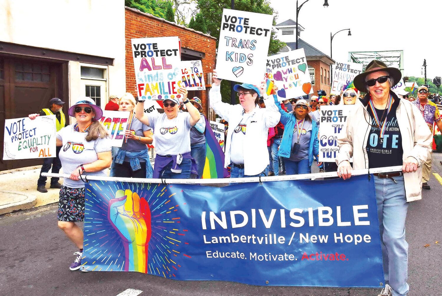 Indivisible Lambertville/New Hope participates in the parade.