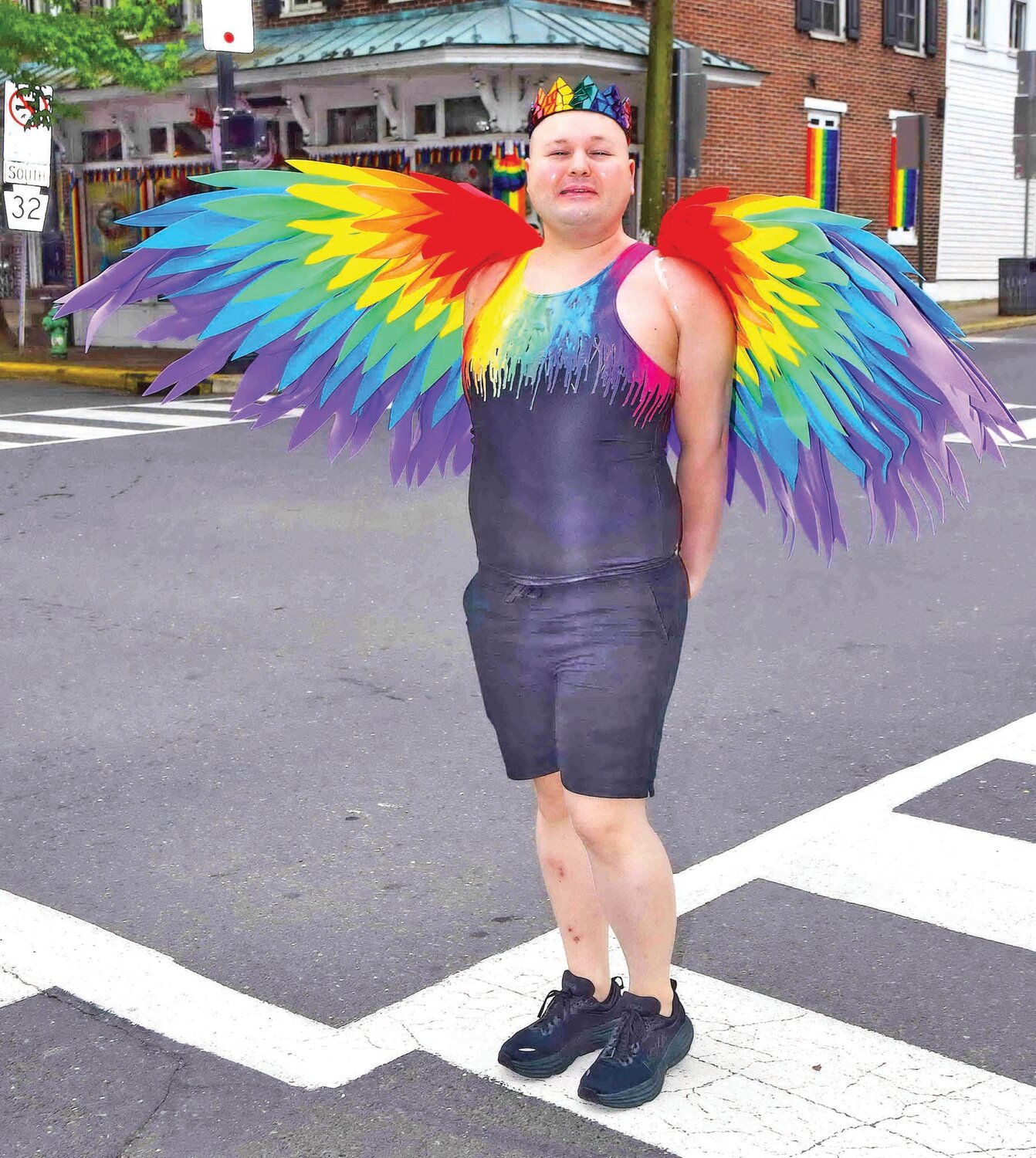 An attendee brightens the parade route on May 18.