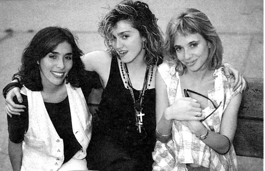 (From left) Susan Seidelman, Madonna and Rosanna Arquette pose for a photo during the “Desperately Seeking Susan” era.