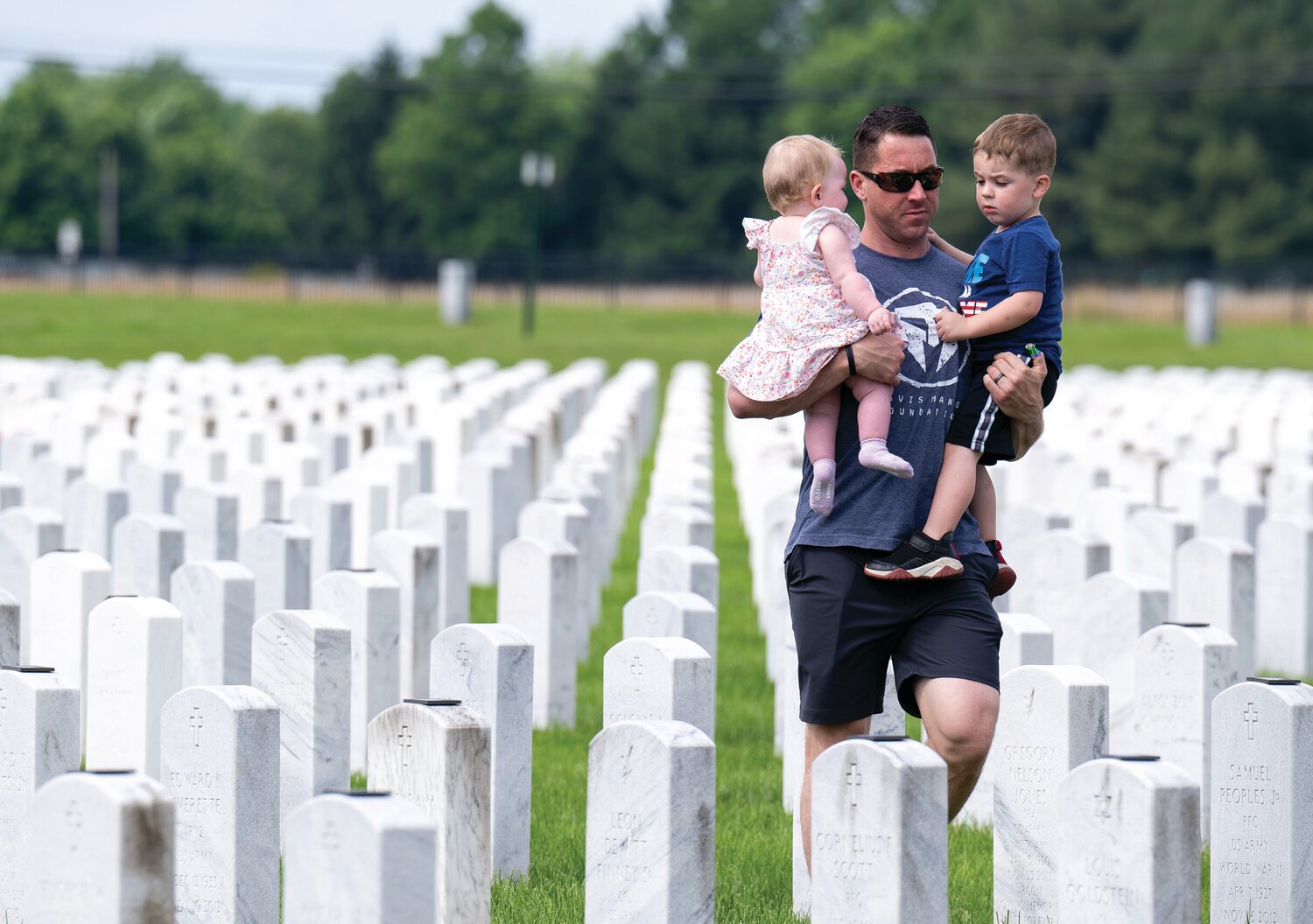 Families pay their respects at Washington Crossing National Cemetery on Memorial Day.