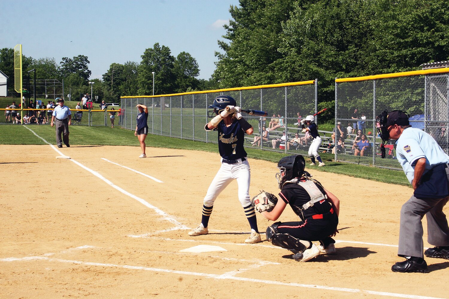 Helen Woloshyn bats for Council Rock South in the Golden Hawks’ 13-9 victory over Pennsbury in the second round of the District One 6A tournament May 22.