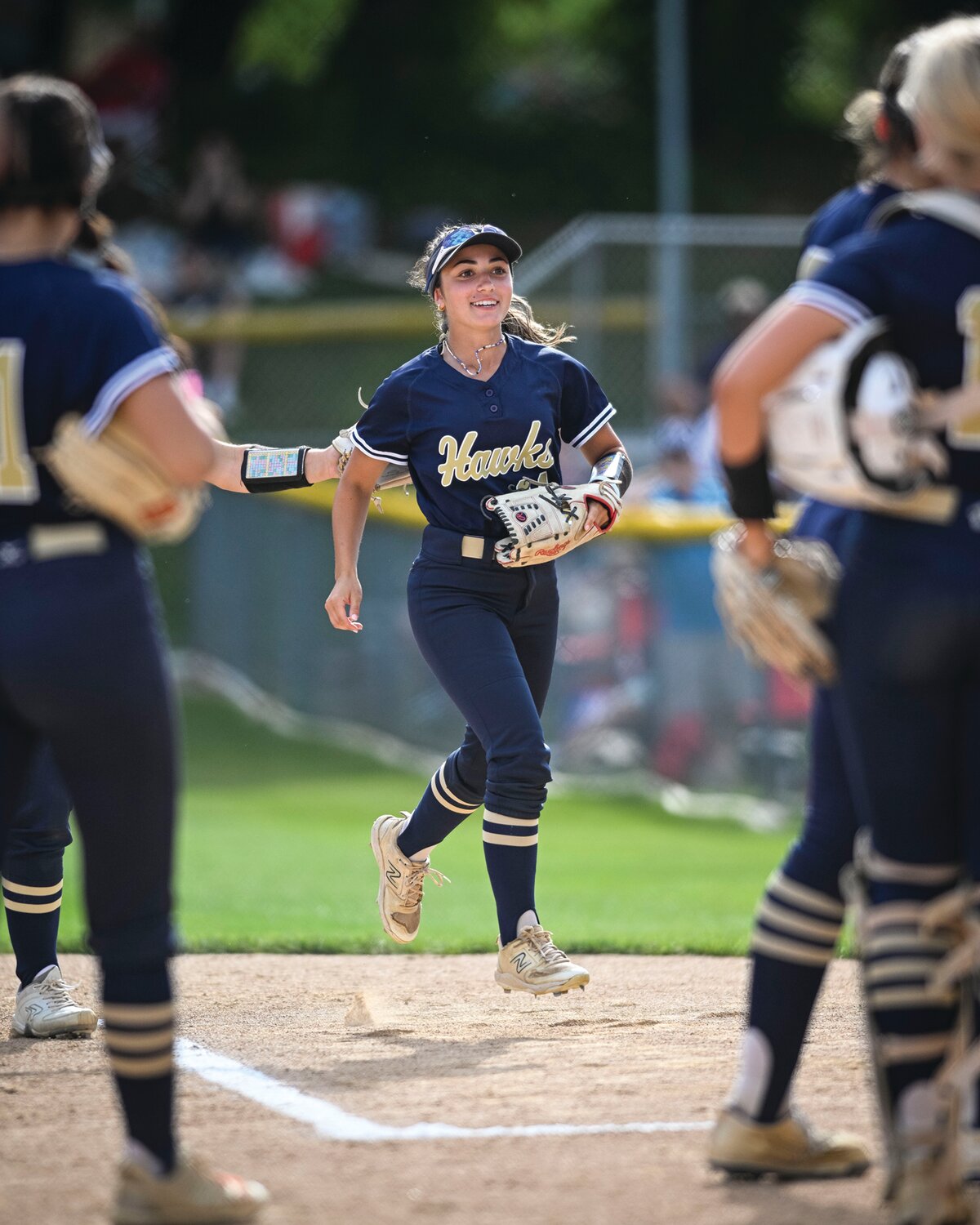 Council Rock South’s Gabby Bloom is all smiles after making a diving catch in the fifth inning.