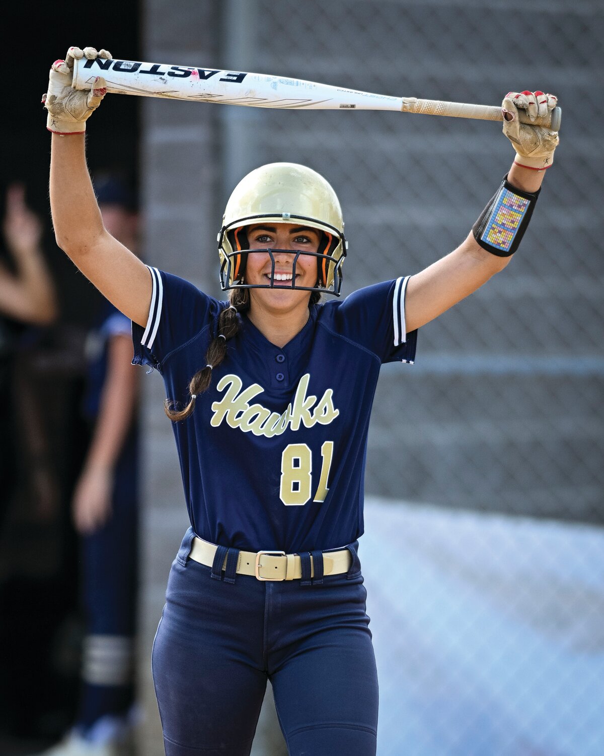 Council Rock South’s Avery Tumolo can only smile after a questionable call during her fifth-inning at bat.