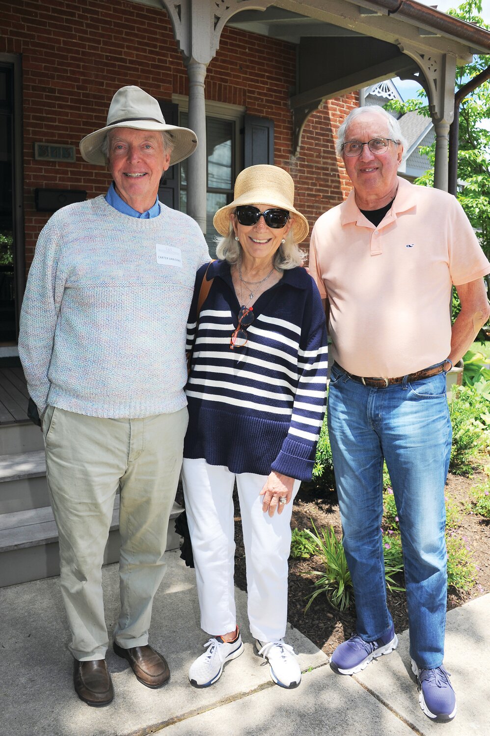 Carter van Dyke, Helene Mathern and Gary Mathern, president of Bucks Beautiful, at the Happ residence.