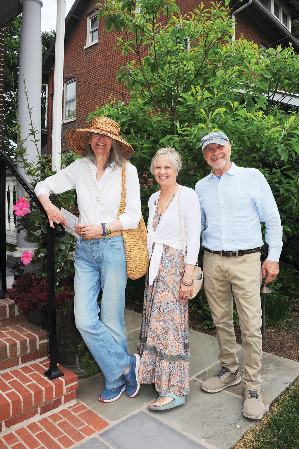 Barbara Julian, Dorothy Weiss, Henry Friedberger are ready to view the Koenig gardens.