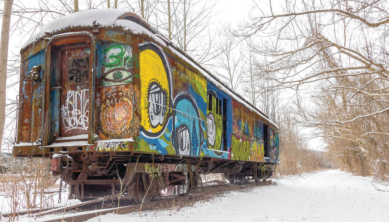 “Graffiti Train (North) in Snow” is by Stephen Harris.