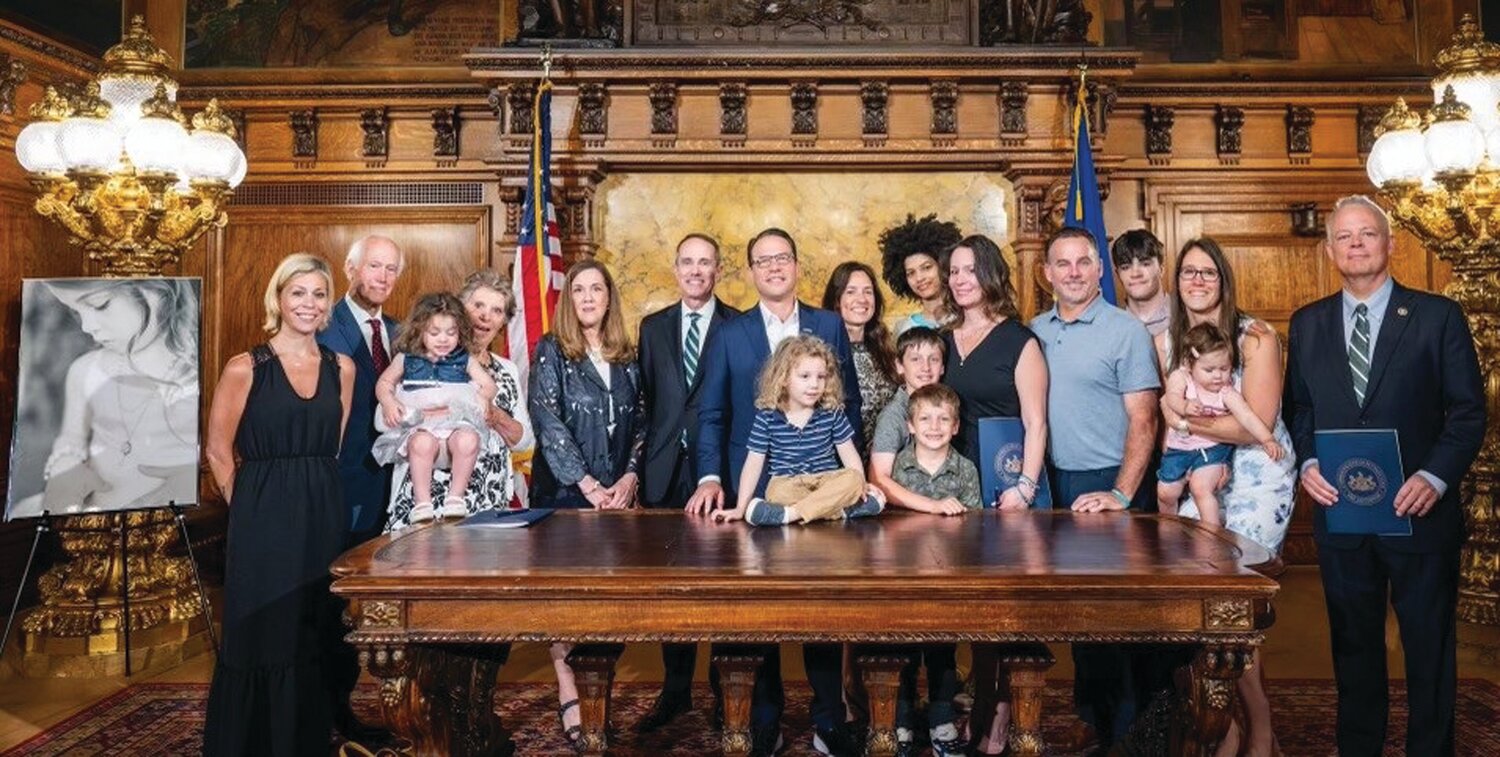 The family of Kayden Mancuso visited Gov. Shapiro in Harrisburg this month for the ceremonial bill signing of Kayden’s Law, which adds seven crimes to the list of offenses a judge must consider before awarding custody and visitation privileges.