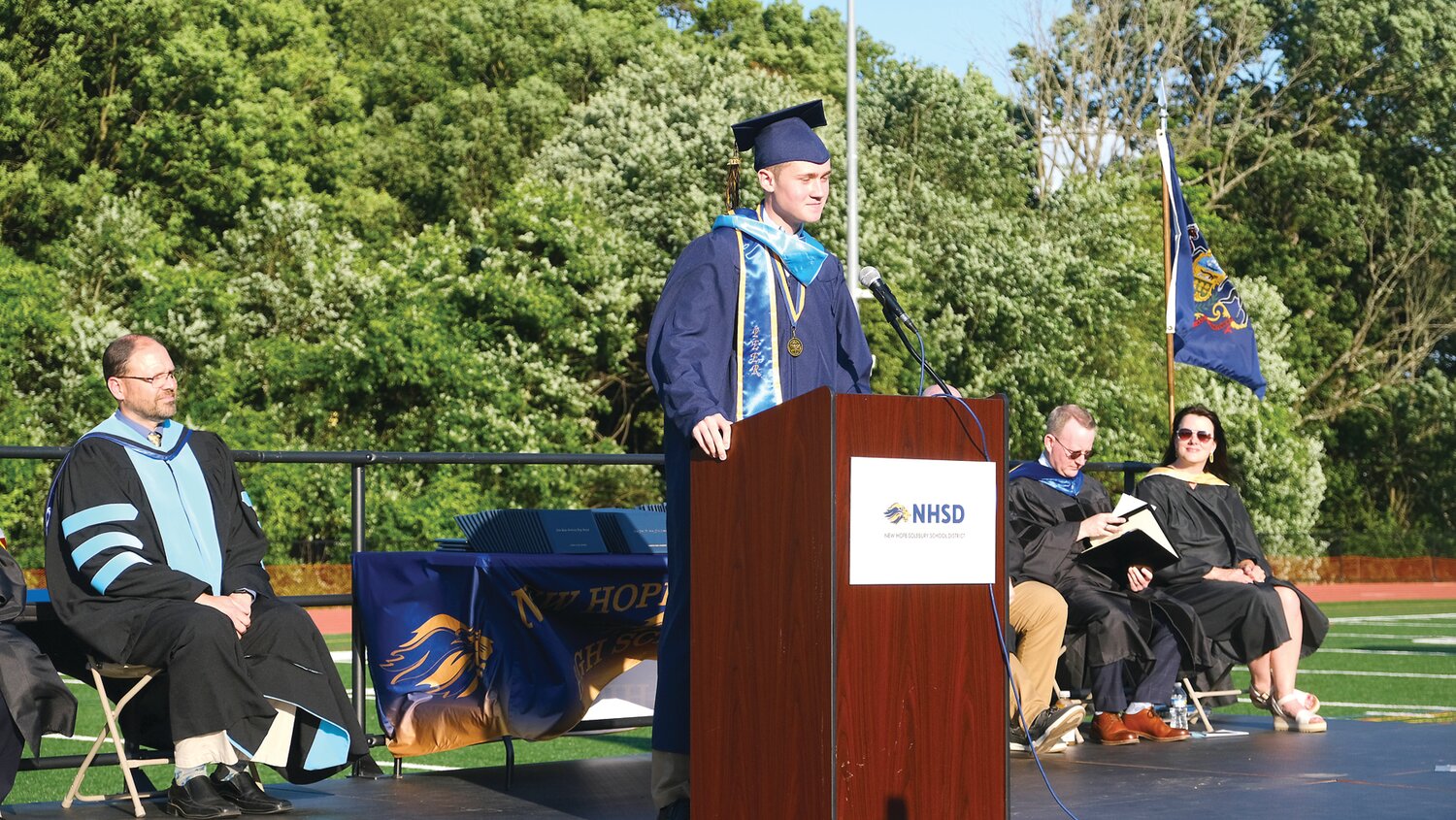 Class of 2024 President Major Richmond addresses his fellow graduates.