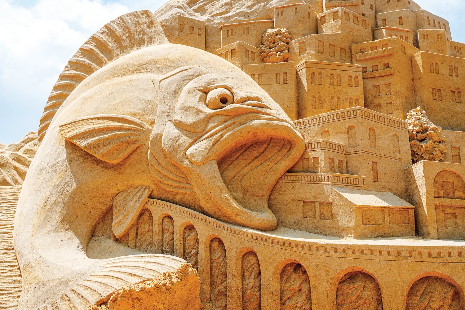 “Summer in Sand” at Peddler’s Village showcases five sand sculptures depicting favorite summer activities.