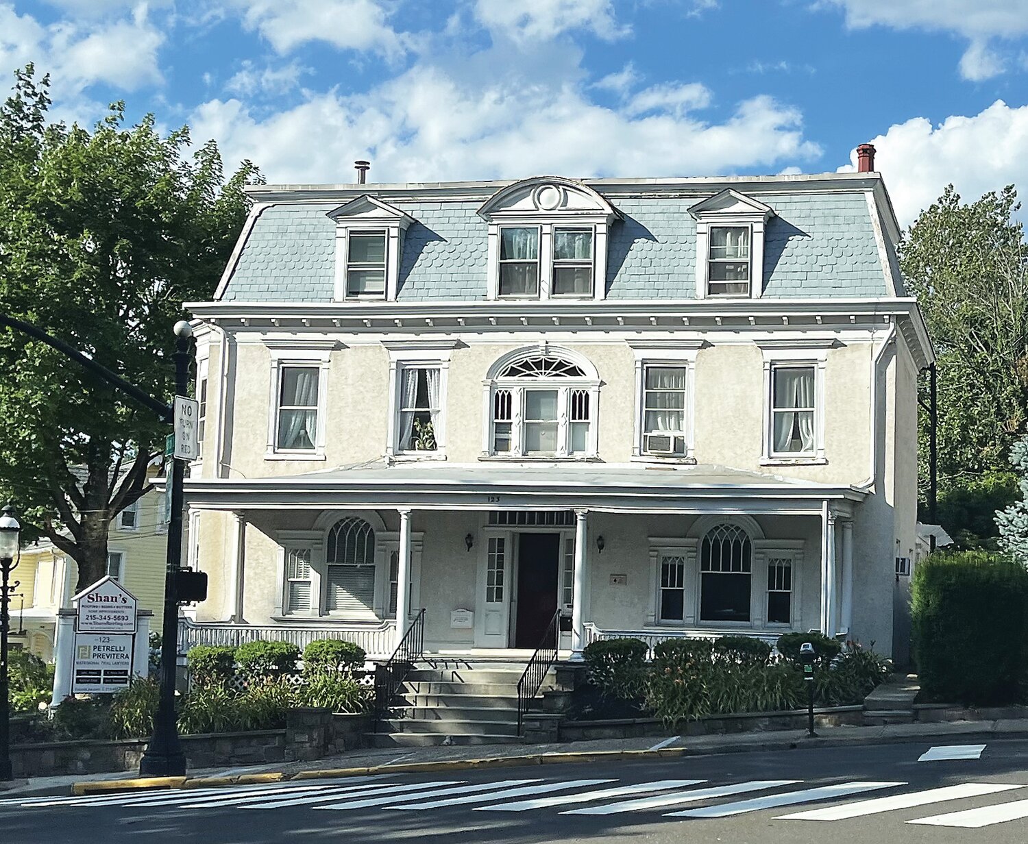 The building that once housed the Green Tree Inn at the corner of Main and Broad streets in Doylestown now is home to several businesses and apartments.