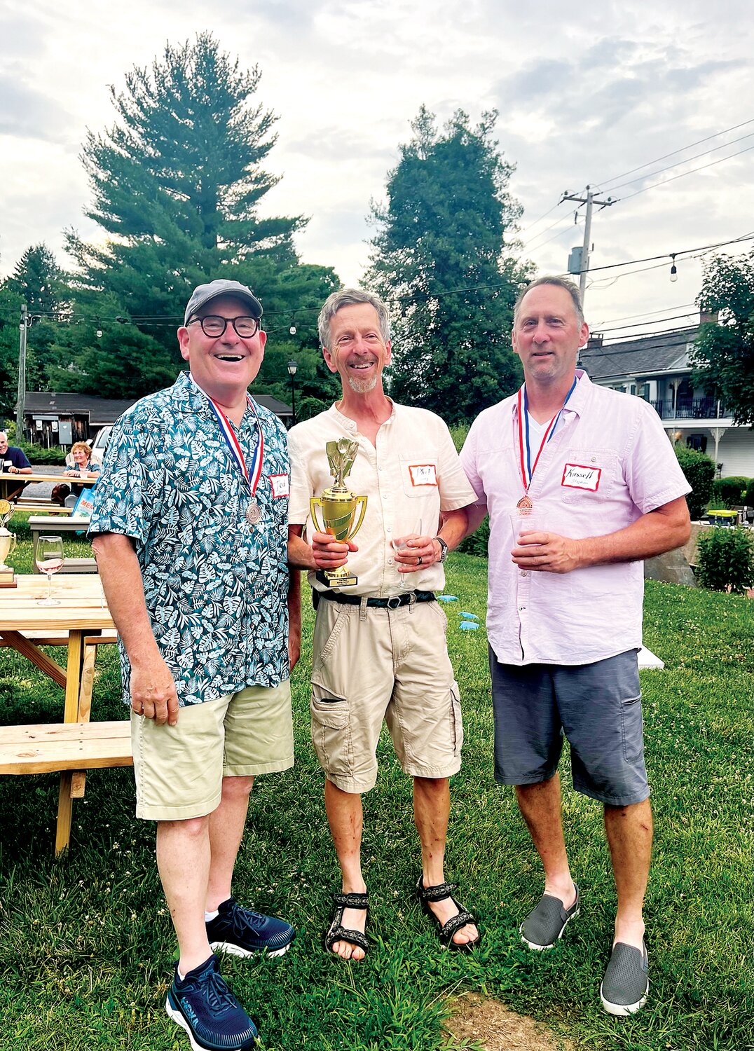 Men’s Dessert Contest winners are, from left, Ted Zeitzer, Phil Getty and Russell Stephan.