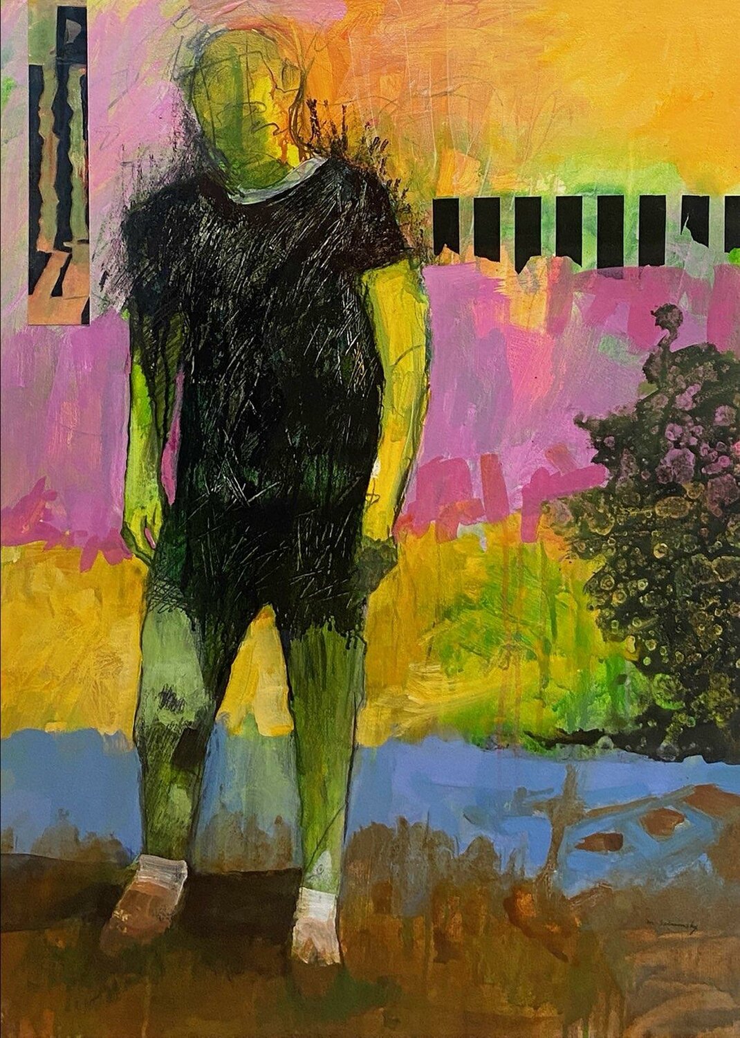 “The Gardener” is a mixed media work by Marc Schimsky.