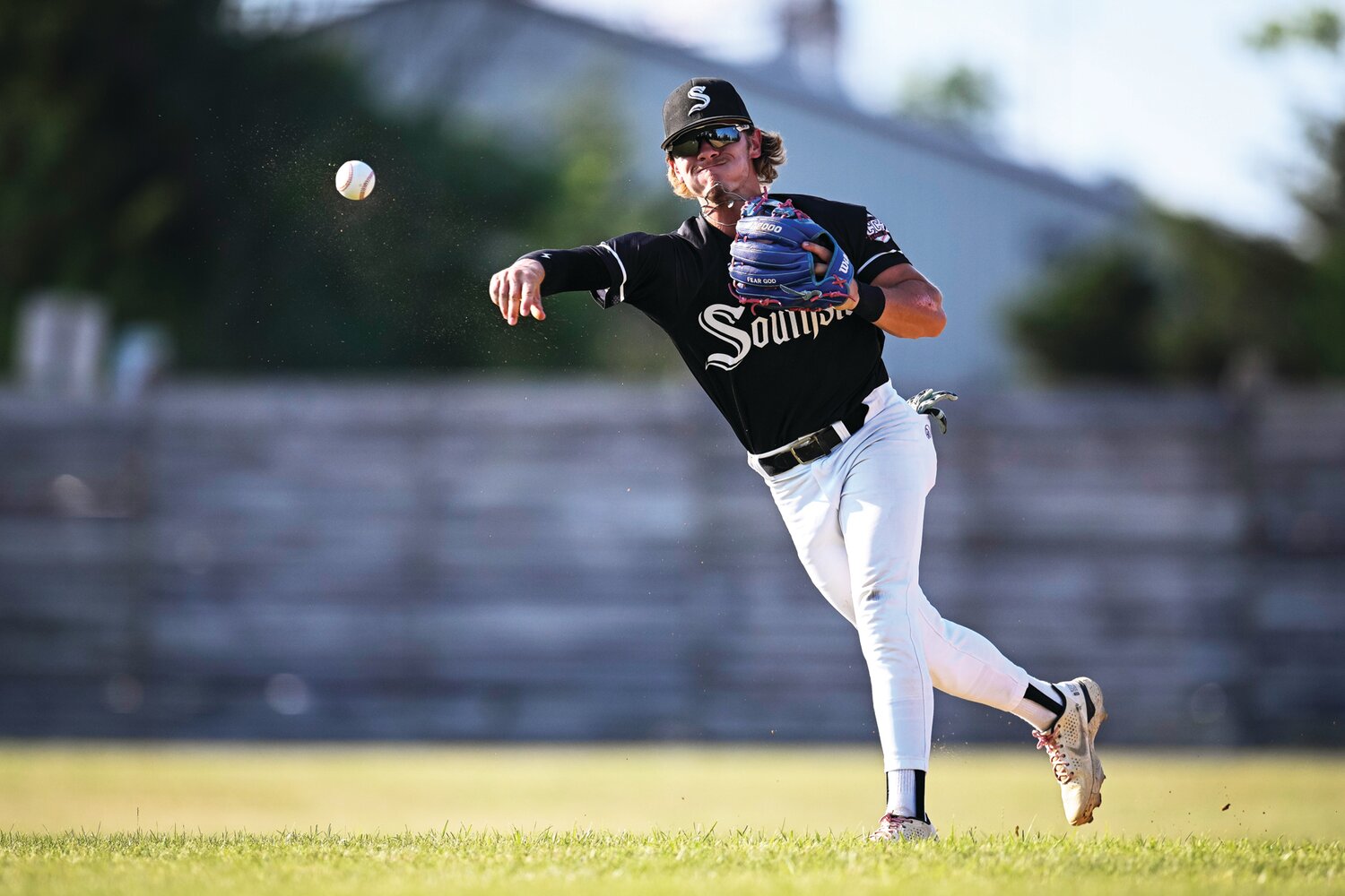 Southside’s Easton Albert completes a first-inning groundout for the East Coast Collegiate Baseball League Northern All-Stars.