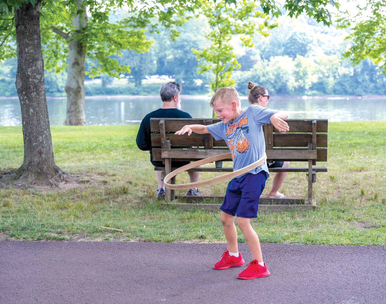 Judah Warren demonstrates his hoola hoop skills.