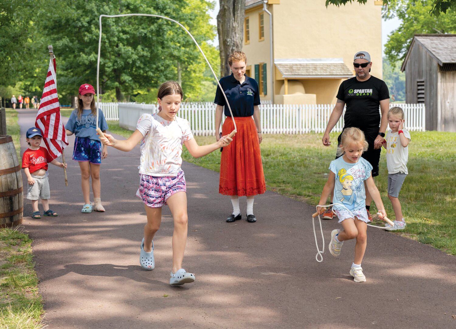 Celeste O’Toole and Magnolia Warren participate in the skipping rope relay.