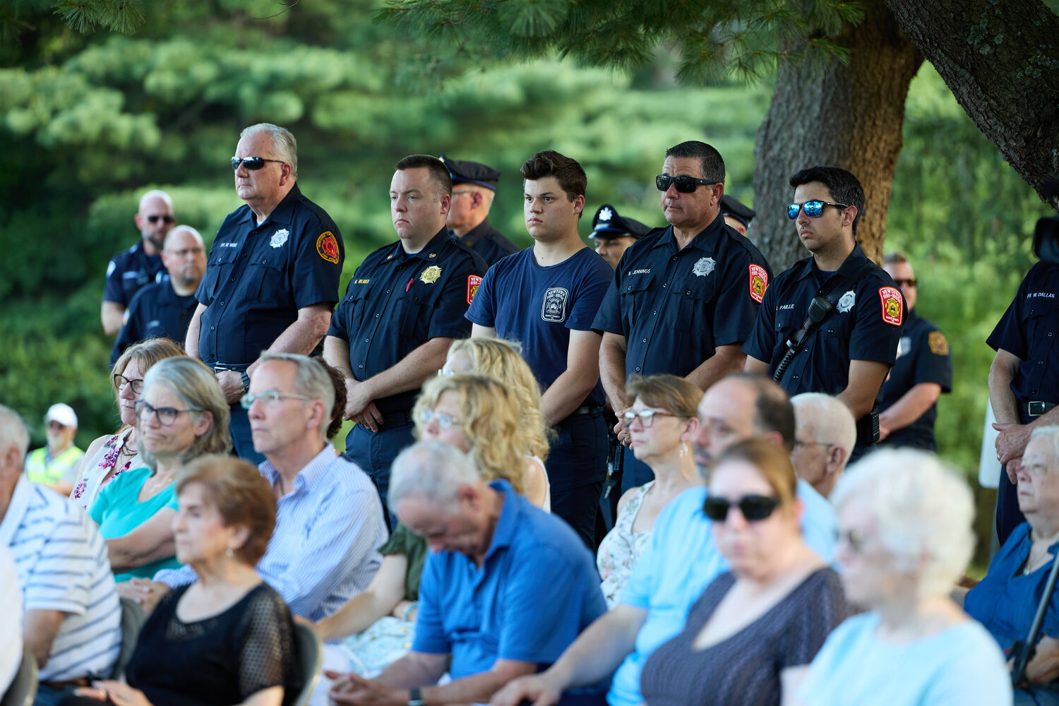 First responders attend Monday’s service to mark the one-year anniversary of the flash flood that killed seven people in Upper Makefield.