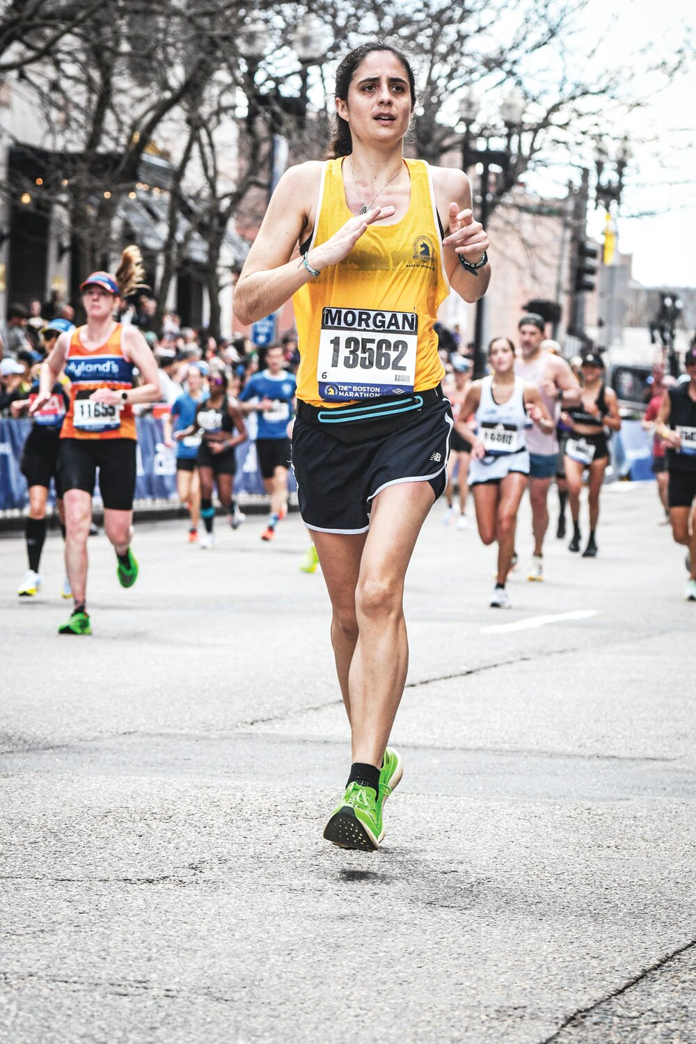 Morgan Leh competes in this year’s Boston Marathon.