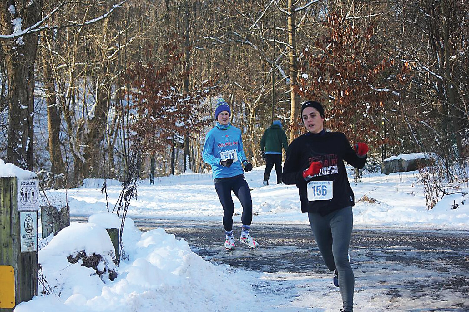 Morgan Leh, right, competes in the BCRR Winter Series at Tyler State Park.