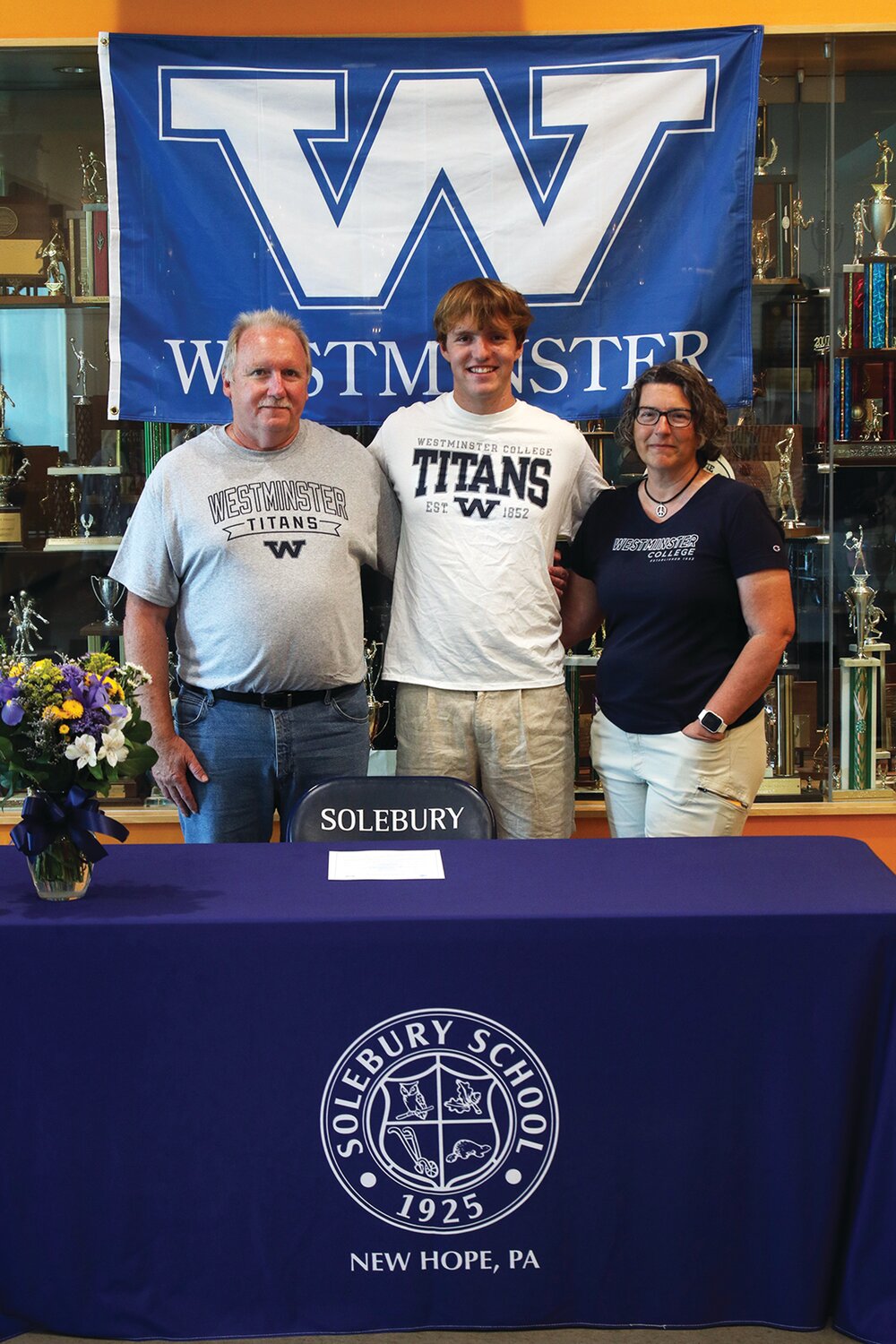 Westminster College commit Sawyer Wesp with his parents, William Wesp and Tiffany Robinson.