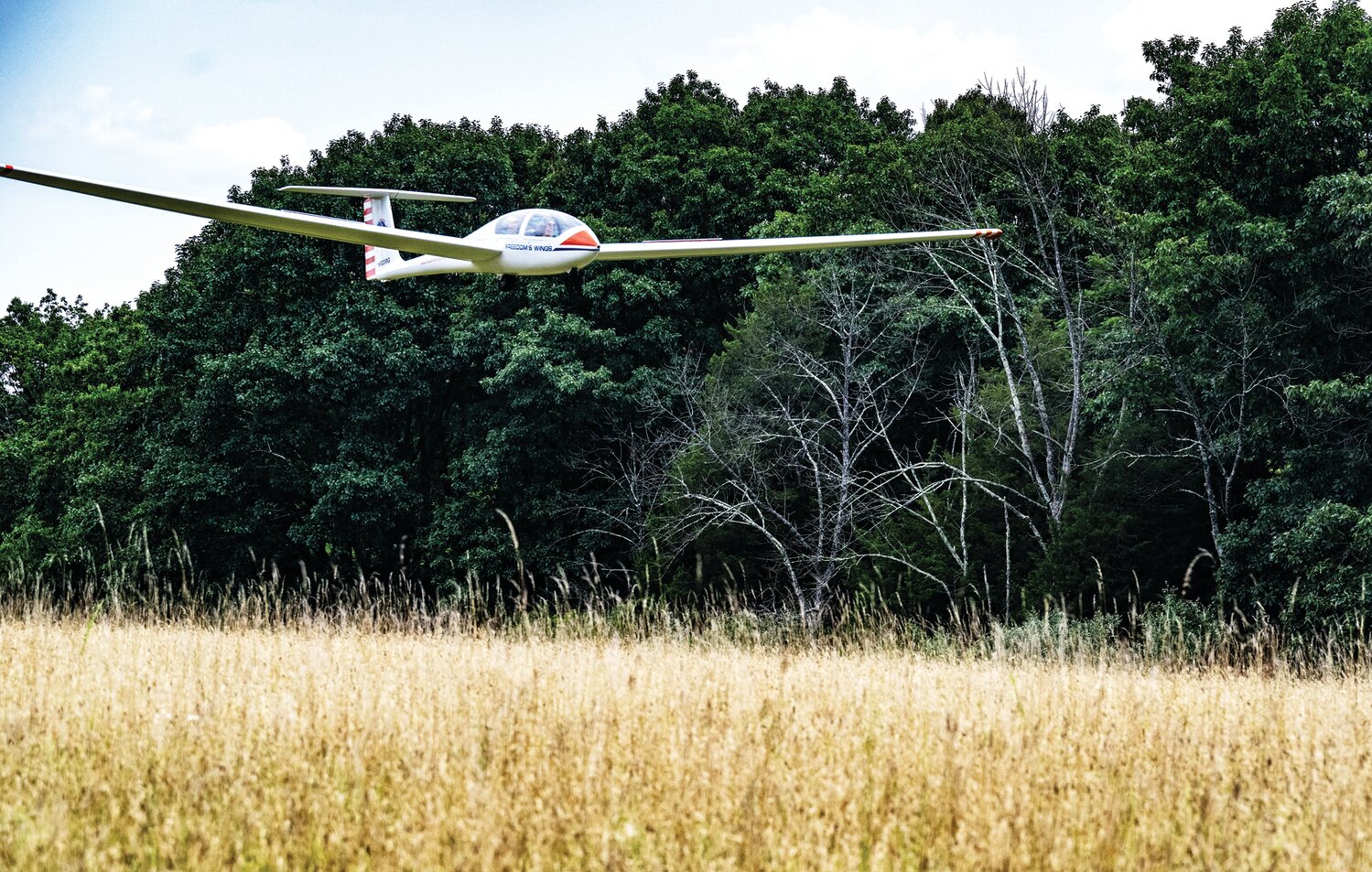 Maura Serio prepares to land the glider after a 20-minute flight.