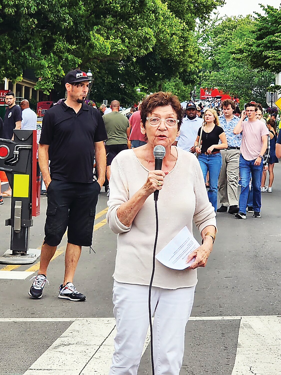 Doylestown Mayor Noni West offers remarks on the 100th anniversary of the Rotary Club of Doylestown.