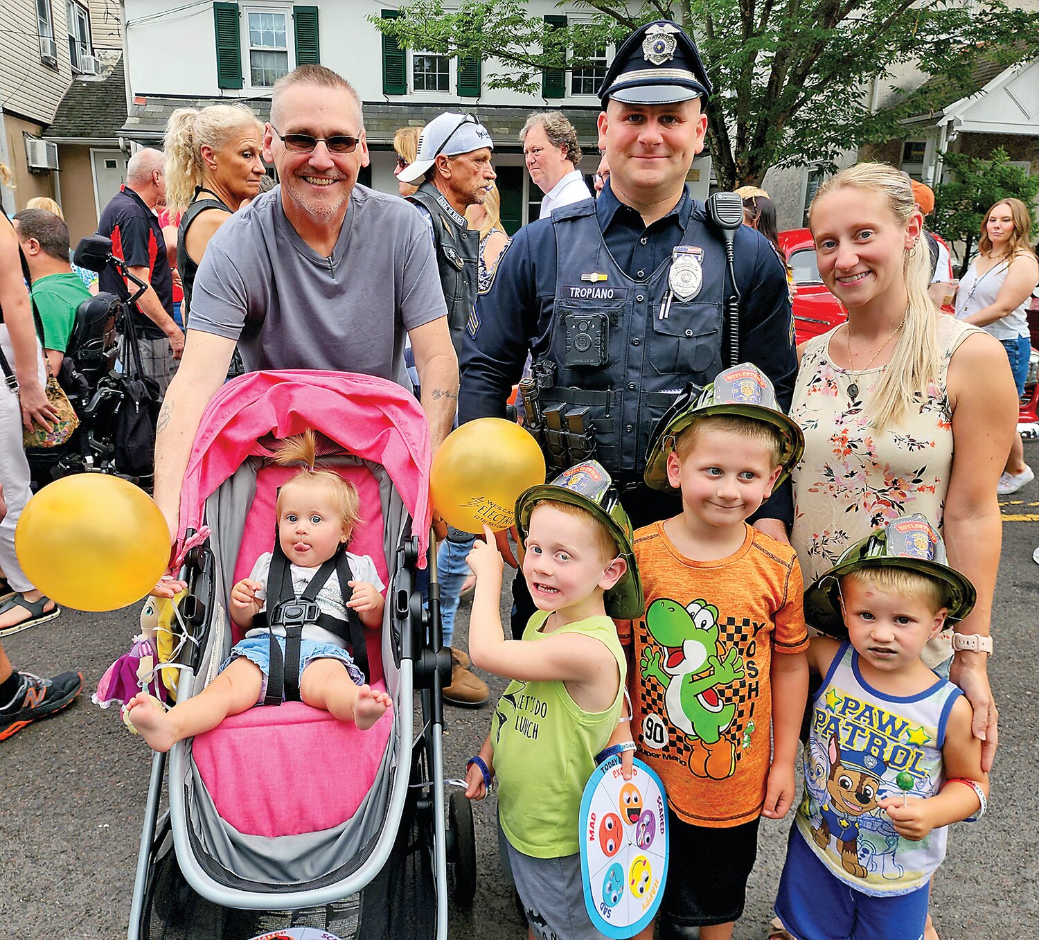 Cpl. Sean Tropiano of Central Bucks Regional Police with his family.