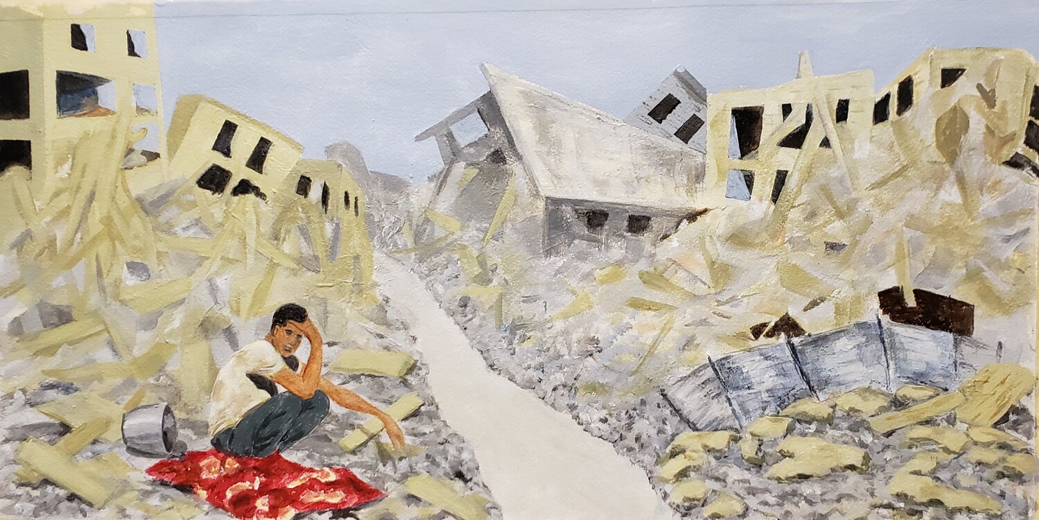 Powerful exhibit in Mt. Airy of Gaza devastation art