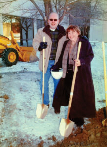 Bechtel with her husband, Rick, at the groundbreaking ceremony for the new press/building remodel in Bismarck N.D.