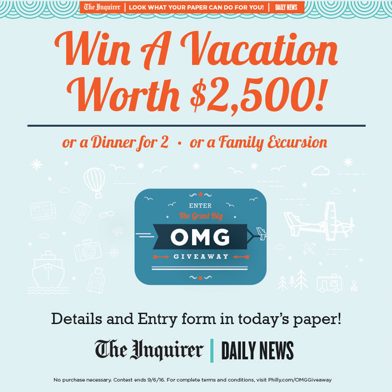 The Philadelphia Media Network recently launched a new promotional campaign called the “OMG Giveaway!” Readers clip and send in a coupon that appears in The Philadelphia Inquirer and Philadelphia Daily News editions for a chance to win vacations and dining experiences. The first round inspired approximately 60,000 entries, according to Amy Buckman, manager of public relations and special events. 