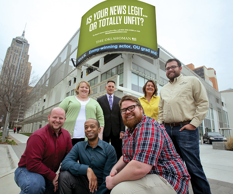 The Oklahoman’s marketing team. From left to right (back row) Julie Webb, Charles Mayer, Sara Miller, Daniel Narvais (front row) Will Gage, Marcus Eakers, Josh Hutton. Not pictured: Ryan Free, Lawre Everest and John Gullo