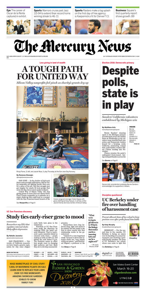 A mockup of the Mercury News