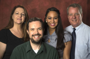 Creation of the site was overseen by (from left) news watchdog center director Cherrill Crosby, digital producer Stephen Harding, news assistant Jessica Ramirez and government accountability editor Pat Flannery.