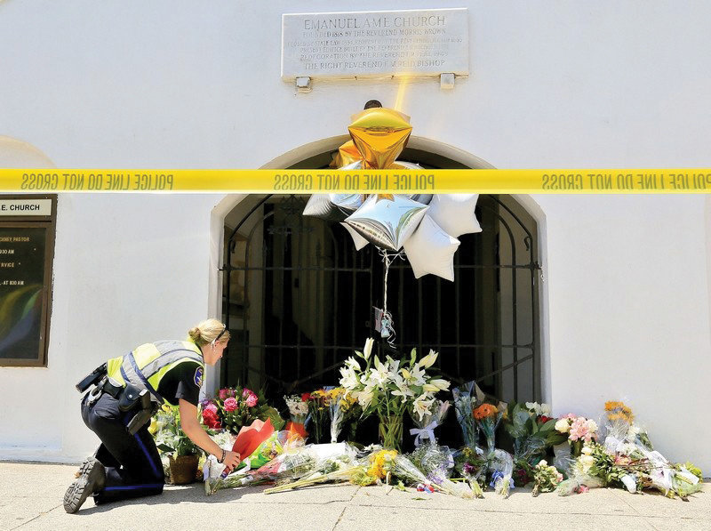 A memorial set up after the shooting at the Emanuel African Methodist Episcopal church in Charleston, S.C. in 2015. (Photo provided)