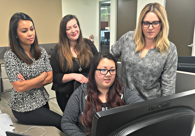 The Southern California News Group’s AdTaxi team (from left to right) Kyla Rodriguez, Francine Perez, Cindy Yang, and Karla Caceres.