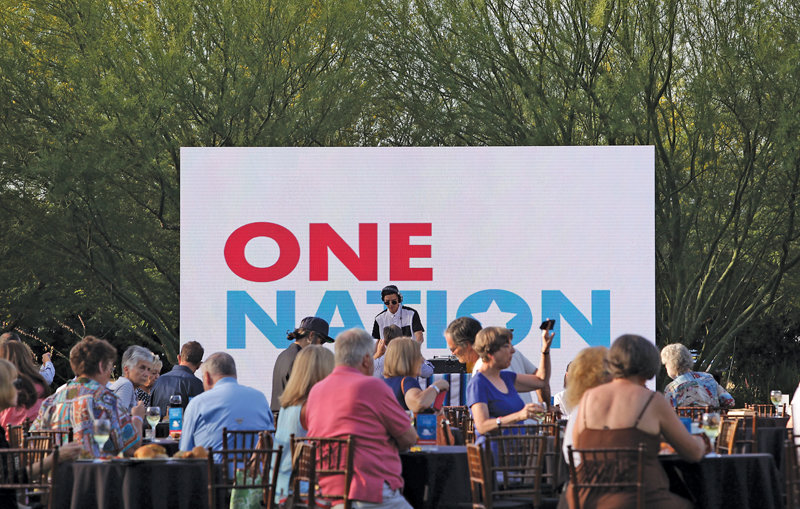 DJ Alf Alpha entertains during the One Nation: Climate Change presentation at Sunnylands in Rancho Mirage, Calif.