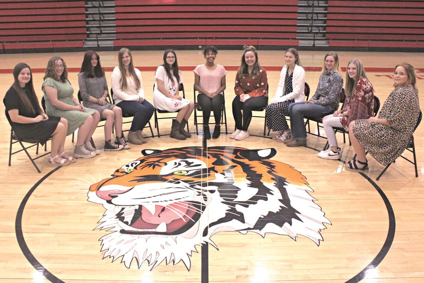 Lead Hill Homecoming Court (from left) Kaydence Wilson, Abigail Bray, Montana Norred, Hannah Scarlett, Cheyenne Buell, Isabelle Bear, Cameron Berlin, Lillian Olmstead, Harley Turner, Kaylee Ward, and Sevana Peerce (not pictured) Alyssa Buell.