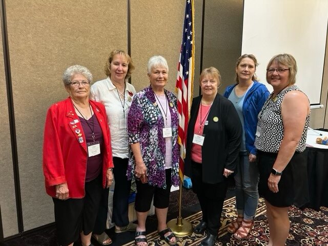 District President Jan Seibel, Member of the Year Marlene Eimers, and Clay Kiser Unit 92 President Sandra Durfee.