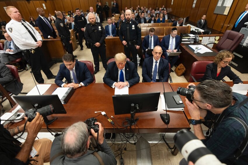 Former President Donald Trump appears at Manhattan criminal court during jury deliberations in his criminal hush money trial in New York City.