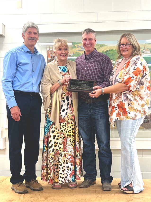 South Dakota Department of Transportation Secretary Joel Jundt was in Flandreau this past week to recognize the late Jim (J.R.) Loiseau as one of this year’s inductees into the state Transportation Hall of Fame. Jundt is pictured with J.R.’s wife, Mary Dell, son Shaw Loiseau, and daughter Jennifer Latham, all of whom are working to ensure the company thrives and carries on J.R.’s legacy for generations to come