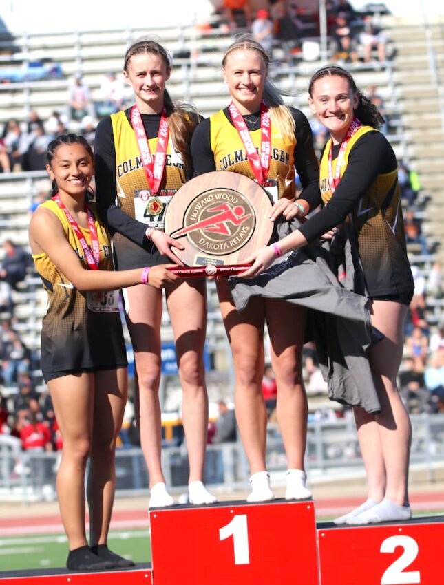 Colman-Egan Class B Girls Howard Wood record setting 4x200 meter relay team of Crystal Silva-Dominguez, Jolie Flatten, Brynlee Landis and Finley Luze.