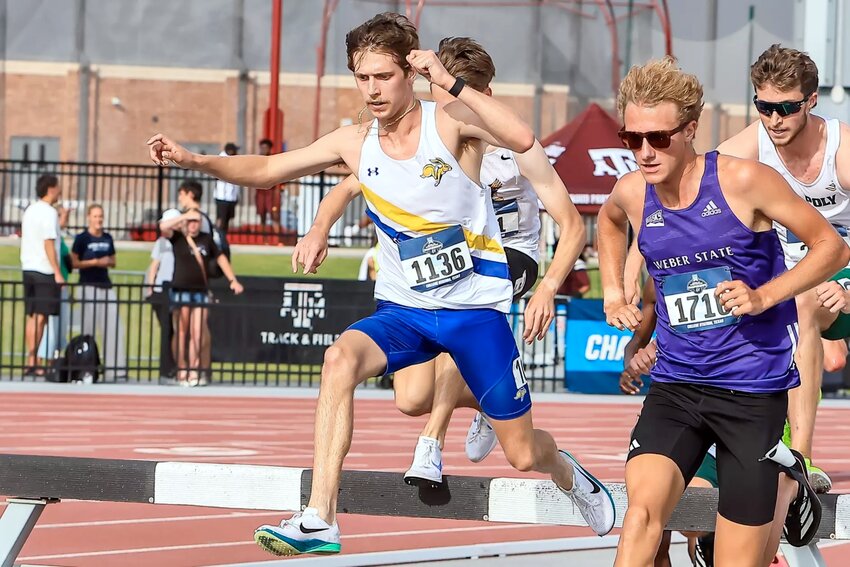 South Dakota State’s Cody Larson runs in the 3000-meter steeplechase race at the NCAA West First Round.