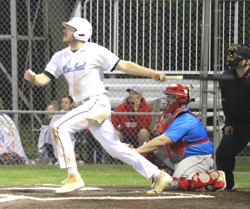 Blue Teal’s Tash Lunday swats out a walk-off double to earn two RBI and the Teal win over the Cardinals in 11th innings, 13-12.