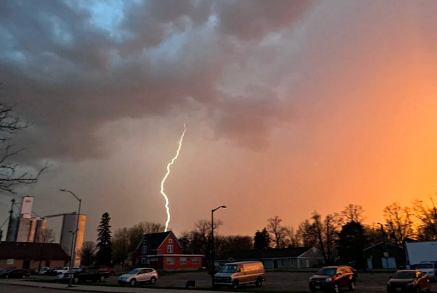 Lightning cracks in the sky over Brookings in the wake of the May 12, 2022, derecho.