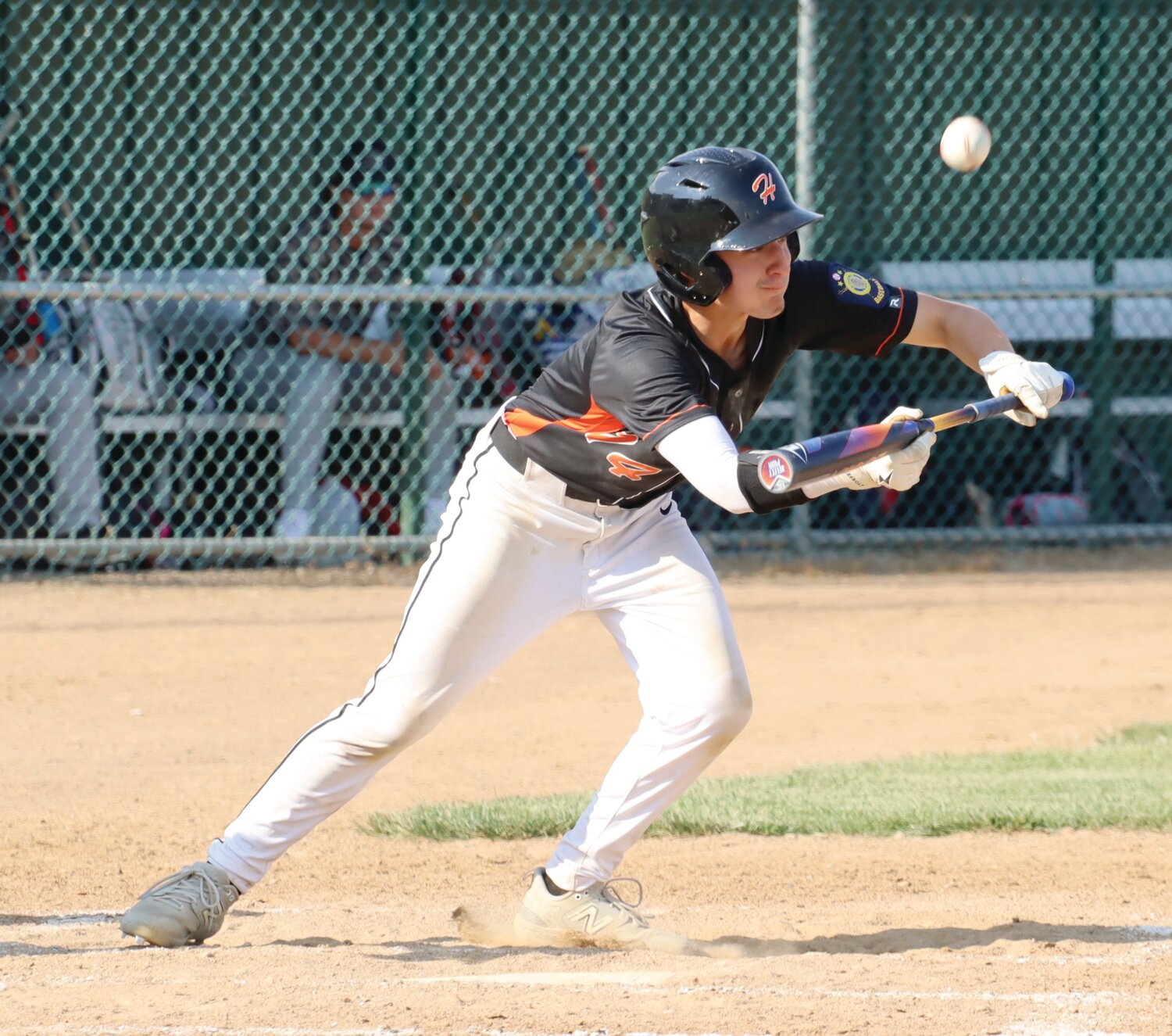 Huron’s Gabe Waldner attempts a bunt during a game against Aberdeen on Tuesday at Memorial Park Stadium.
