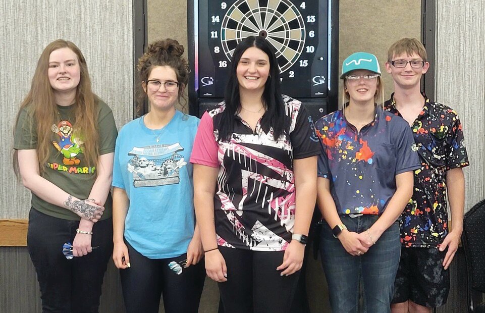 Area youths who participated in the State junior Dart Tournament, which concluded Sunday in Pierre, were (from left): Megan Miller, Tatum Jones, Ava Beerman, Colee Dant and Connor Dant.
