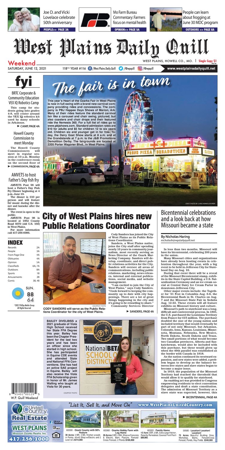 Saturday June 12 21 West Plains Daily Quill