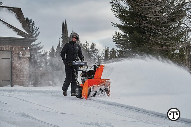 Don’t let bad weather throw you; ­use your snow thrower to safely clear your yard.